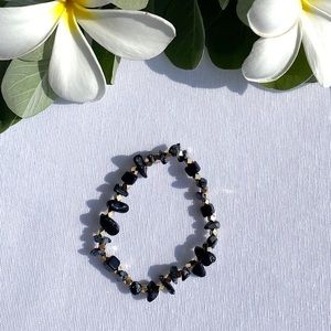Gemstone Stretch Bracelet - Black Jasper